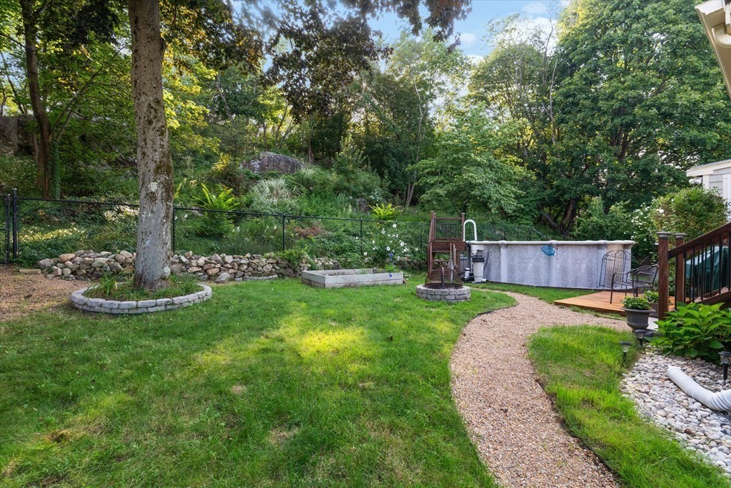 13 Surrey Road Salem, MA 01970 - Photo 32 of 42 a view of a garden with large trees and plants