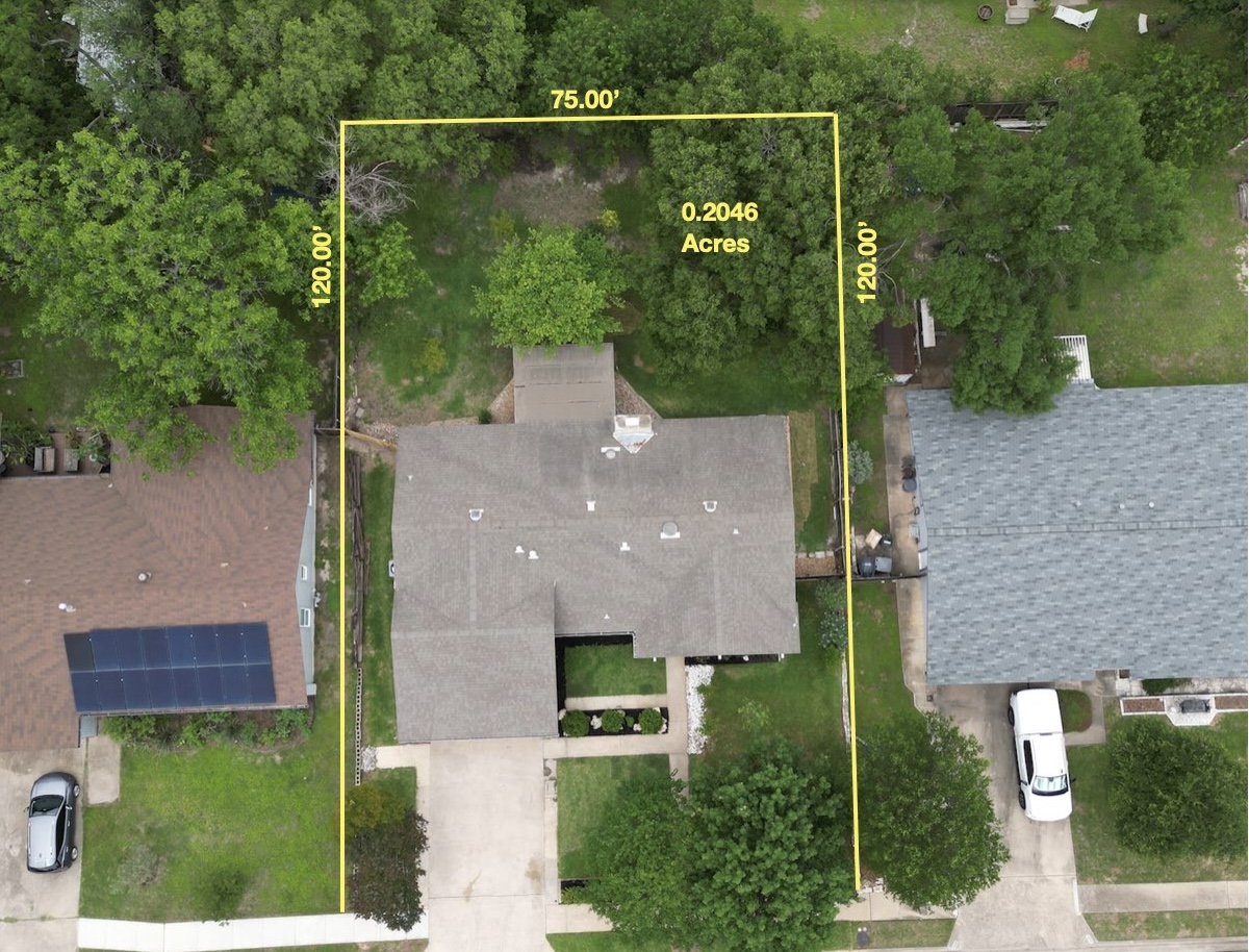 1608 Springer Lane Austin, TX 78758 - Photo 35 of 35 Aerial view showcasing a 0.2046-acre property with a rectangular lot