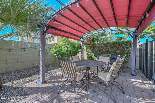 a patio with an outdoor space