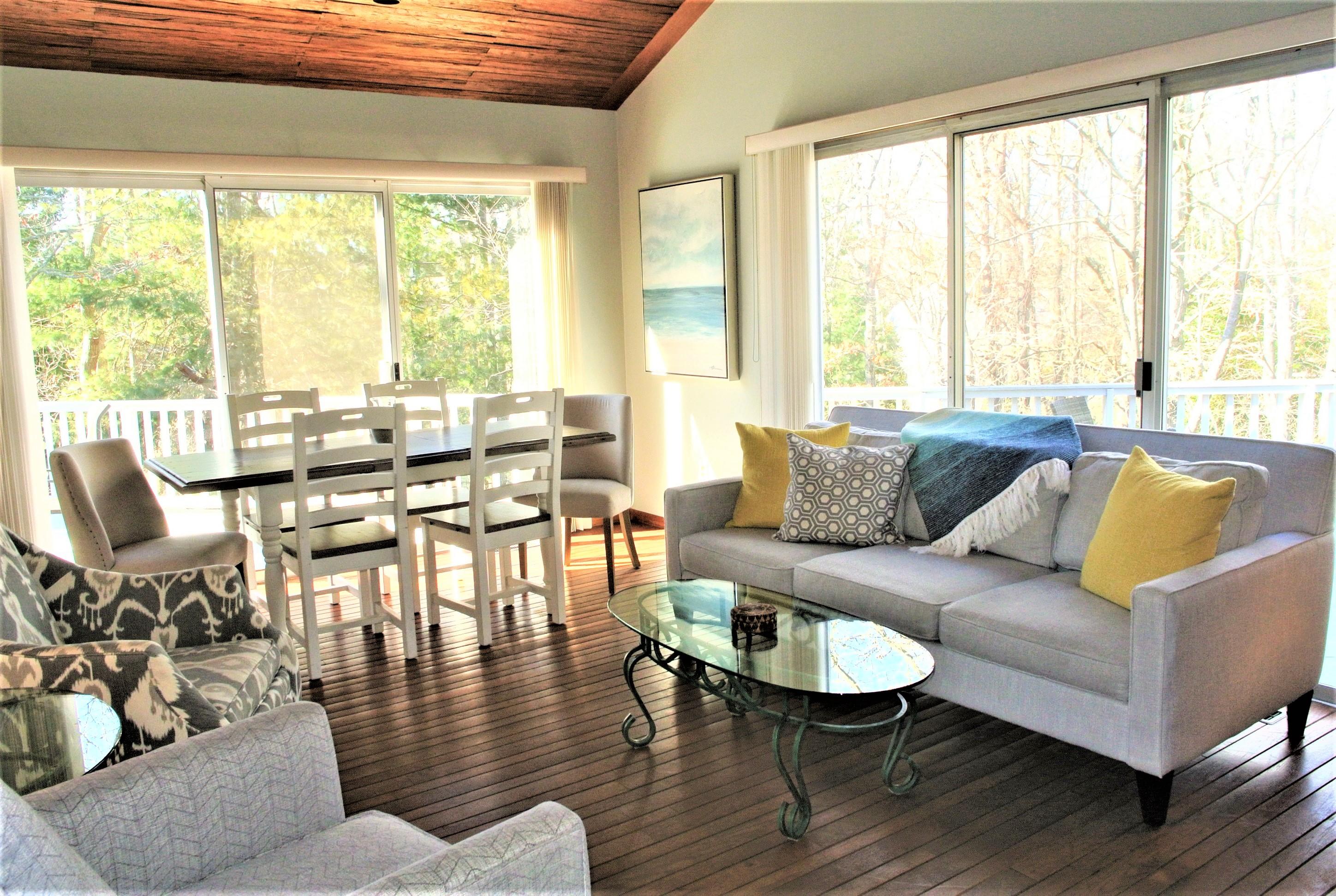 163 Greensward Road Mashpee, MA 02649 - Photo 7 of 37 a living room with furniture wooden floor and a large window