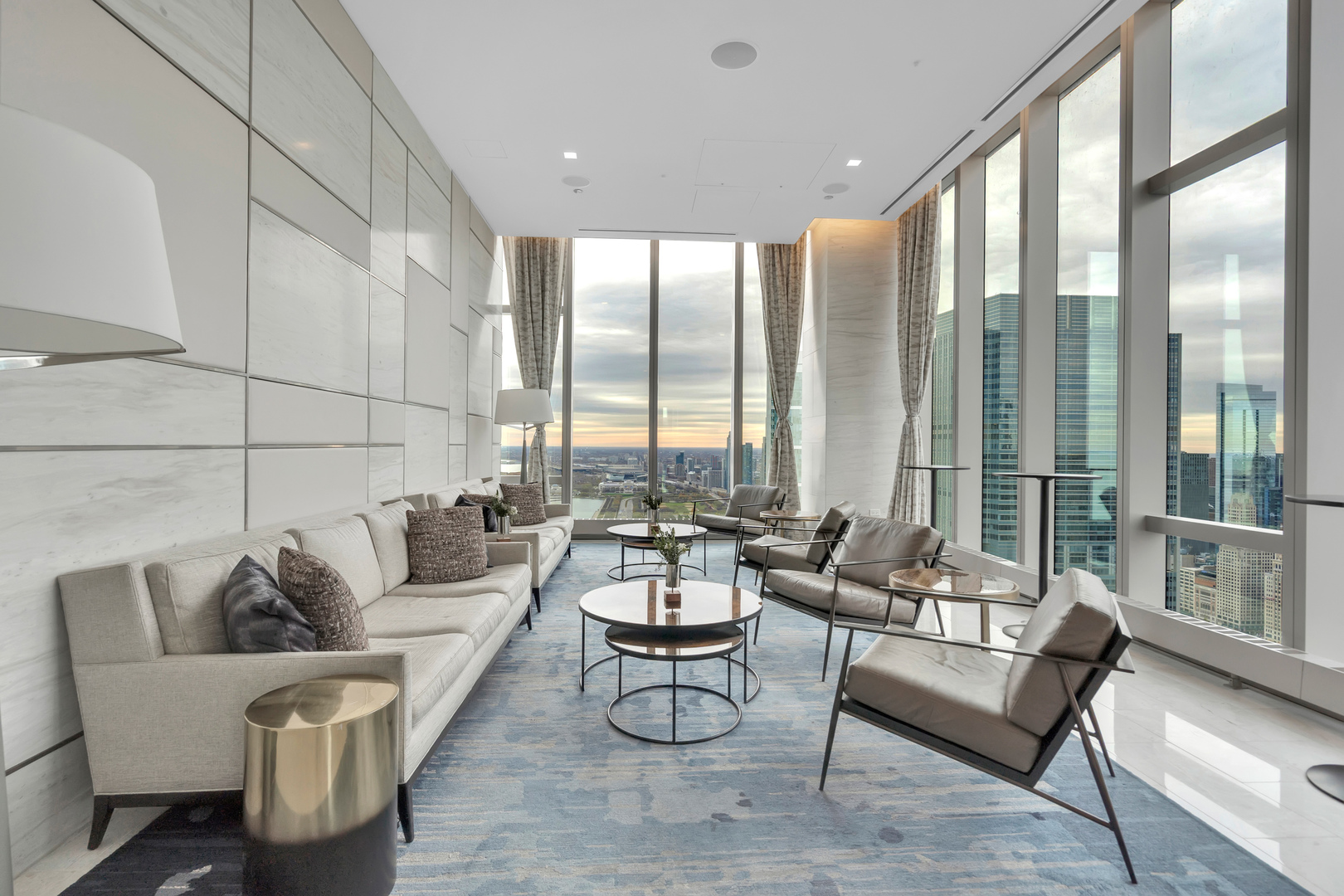 363 East Wacker Drive, Unit 1402 Chicago, IL 60601 - Photo 44 of 75 a living room with furniture and floor to ceiling windows