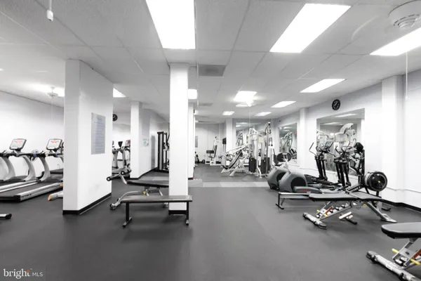 a view of a room with gym equipment