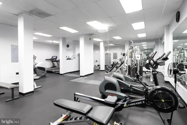 a view of a room with gym equipment