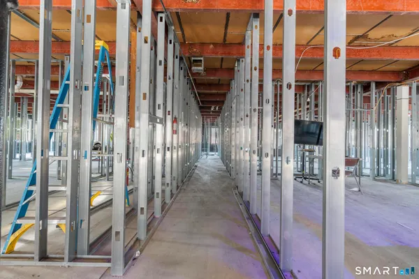 a building with glass door