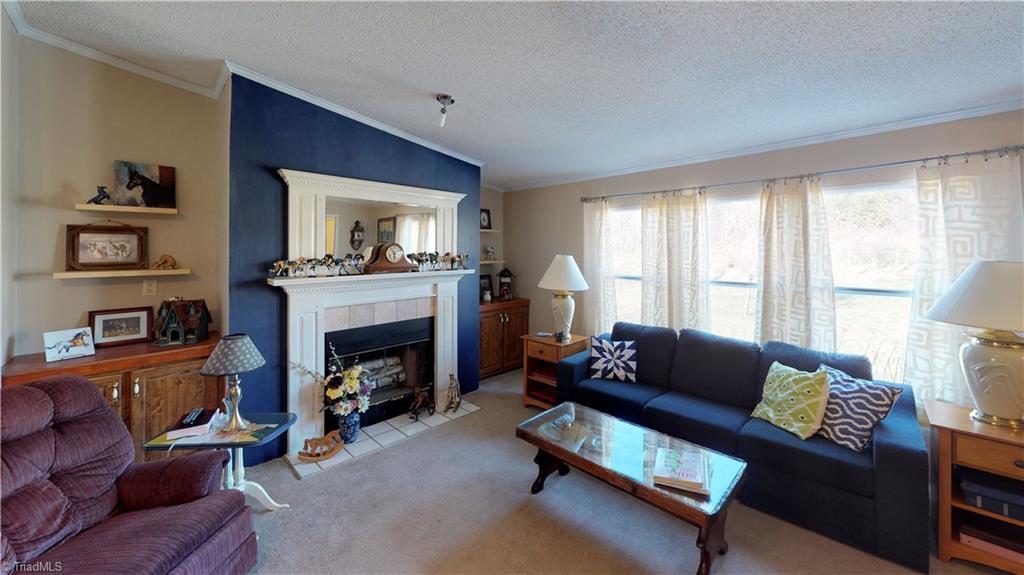 1040 Country Acres Road King, NC 27021 - Photo 3 of 20 Large Living Room with Fireplace, build in shelves and plenty of Sunlight!