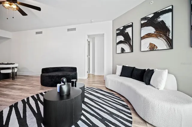 a bedroom with a bed and furniture