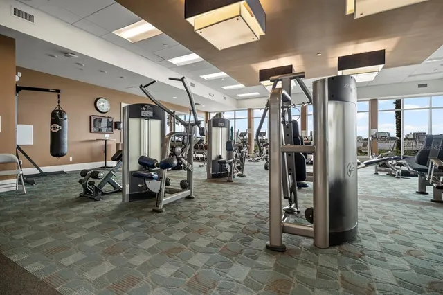 a view of a room with gym equipment