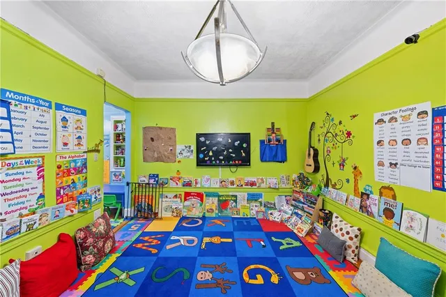 a room with toys and a table