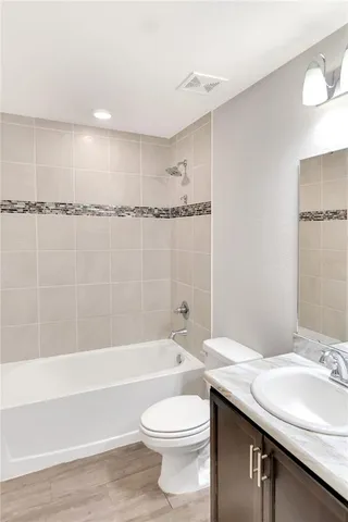 an aerial view of a house with a garden