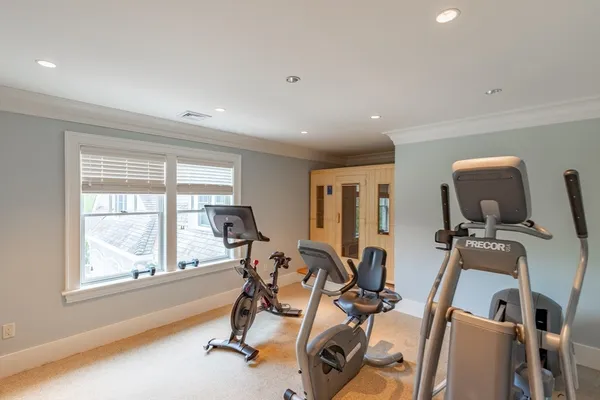 a view of a room with gym equipment