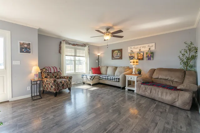 a living room with furniture and a couch