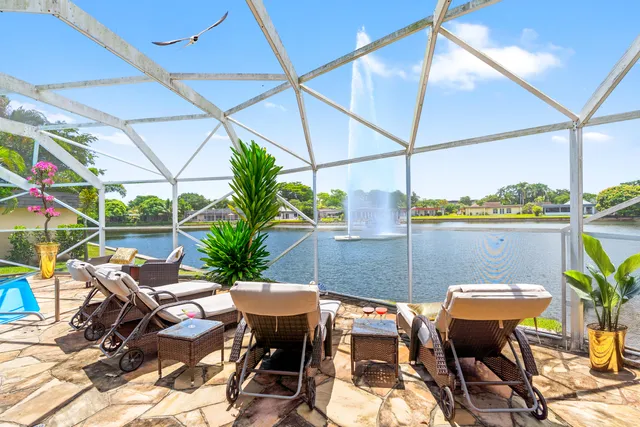 a view of an outdoor space with seating area