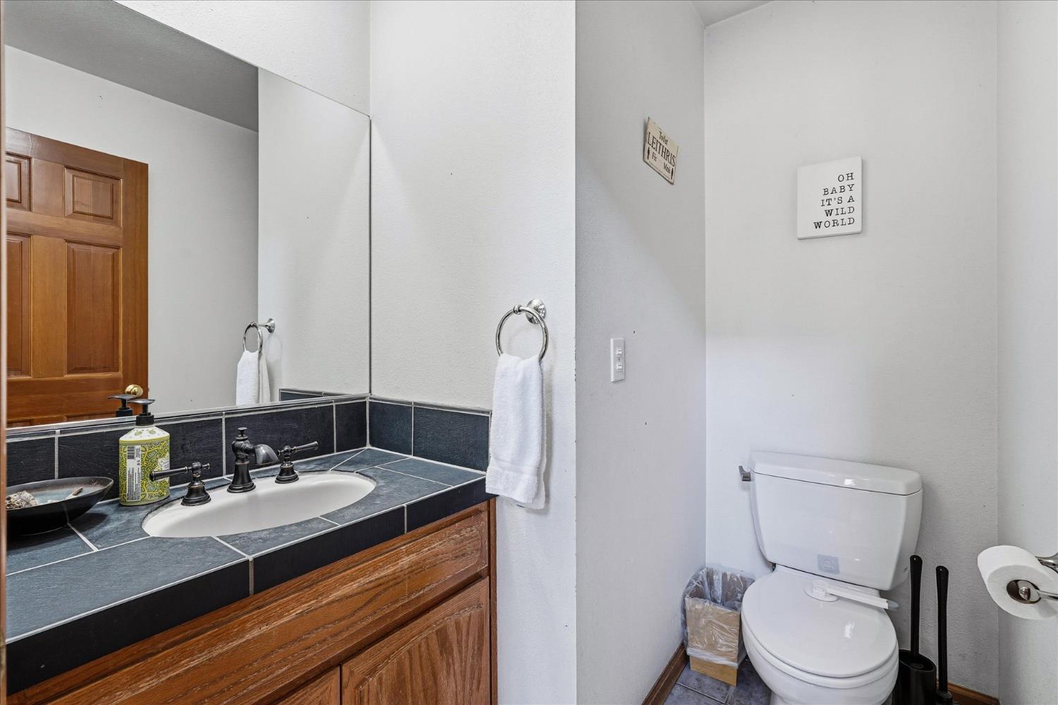 59484 Cascadel Road North Fork, CA 93643 - Photo 38 of 95 a bathroom with a granite countertop sink toilet and shower