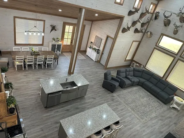 a living room with furniture