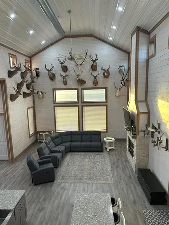 a living room with furniture