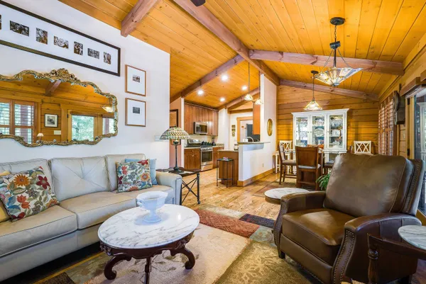 front view of a house with a bench