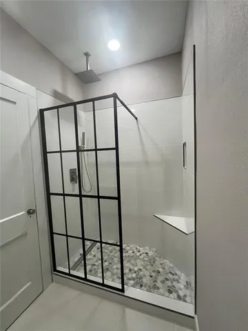 a bathroom with a shower