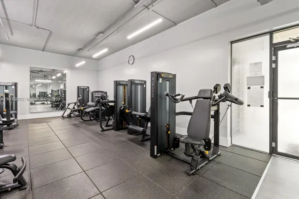 a view of a room with gym equipment