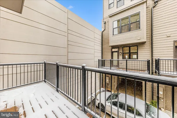 a view of a balcony with an outdoor space