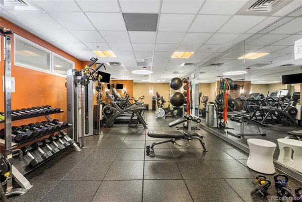 a view of a room with gym equipment