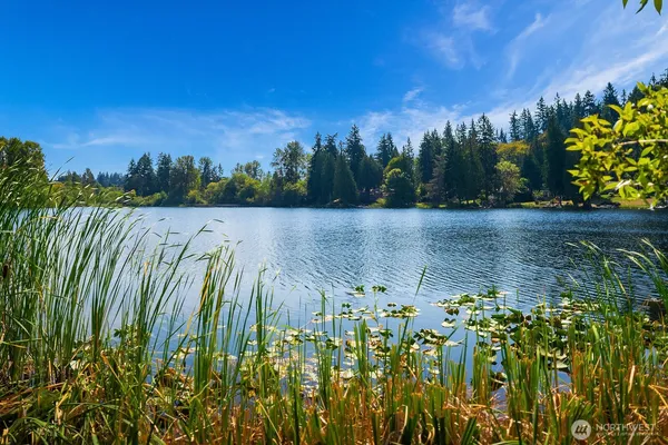 a view of a lake with an outdoor space