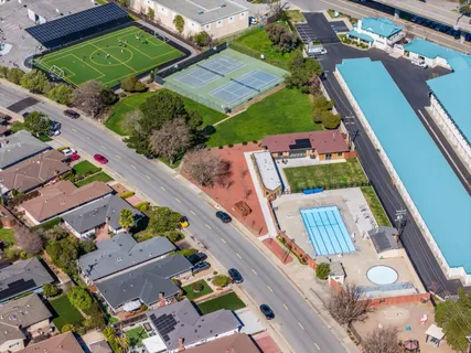 an aerial view of a house