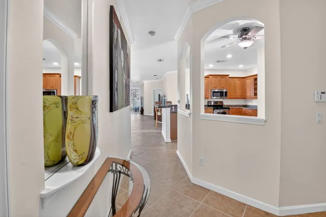 a view of an entryway with furniture and livingroom view