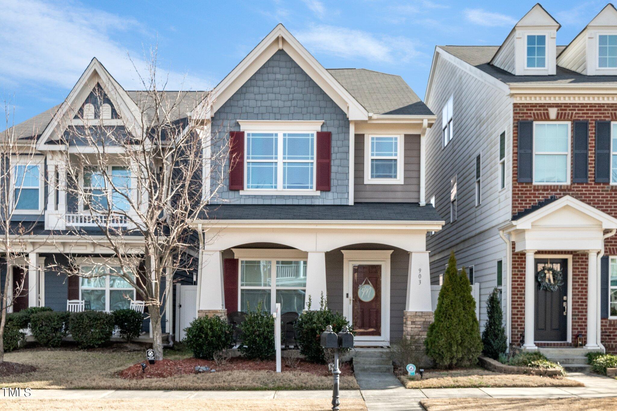 a front view of a residential houses