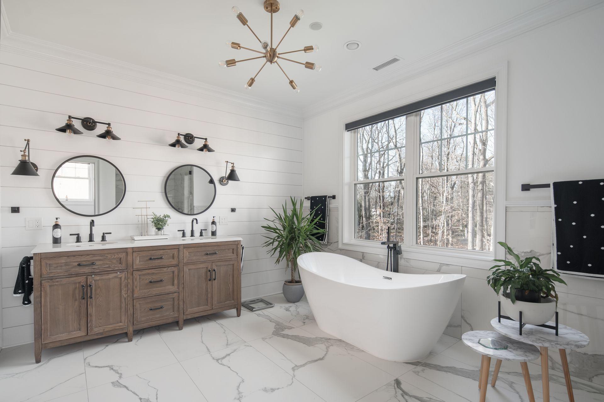 716 Cheese Spring Road New Canaan, CT 06840 - Photo 25 of 56 a view of a double vanity sink and a window