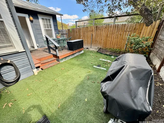 a view of a chairs in a patio