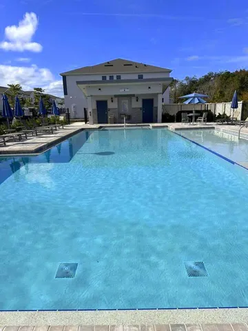 a view of a lake with a city