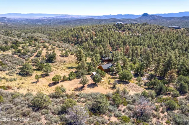 a view of a lush green hillside and a houses