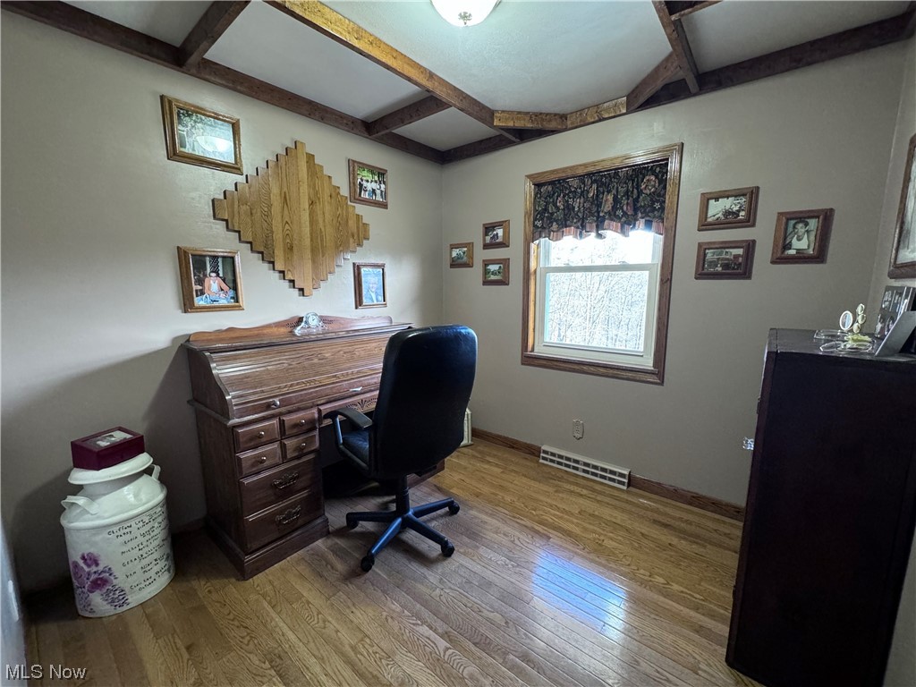2361 Dutch Ridge Road Parkersburg, WV 26104 - Photo 8 of 17 Office area with hardwood / wood-style flooring and beam ceiling