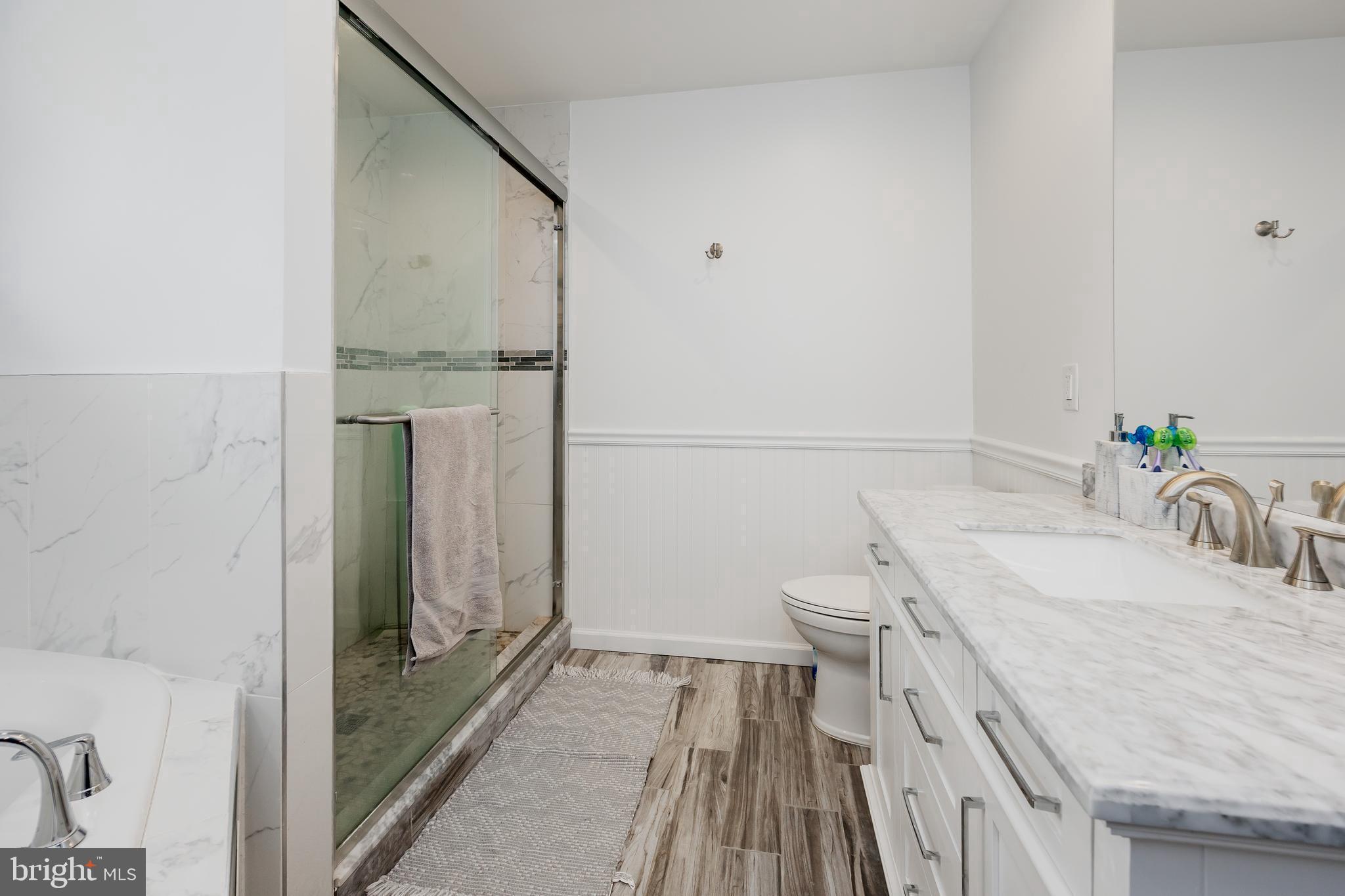 14470 Backbone Road Eden, MD 21822 - Photo 30 of 55 a bathroom with a granite countertop sink a toilet and shower
