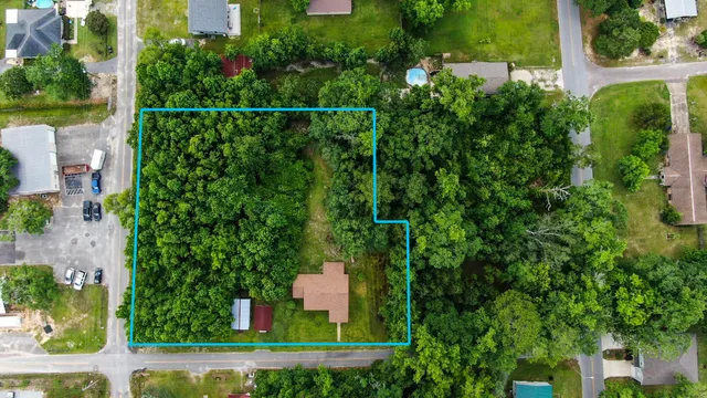 an aerial view of a house