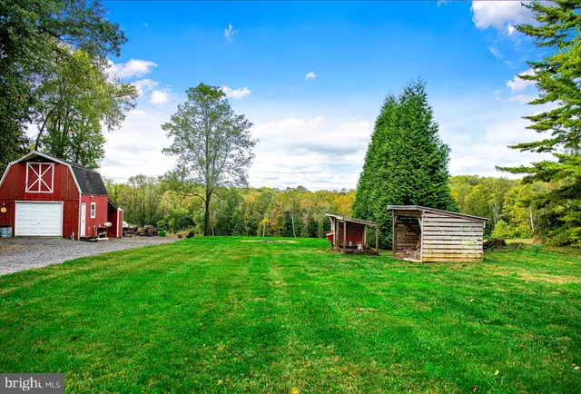a view of a bench in the middle of a garden