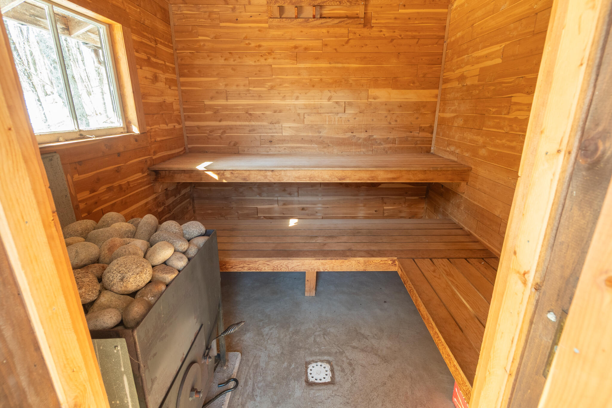 406 Industry Road Farmington, ME 04938 - Photo 19 of 59 Interior of wood-fired cedar sauna!