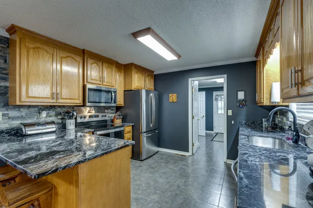 a kitchen with lots of counter top space