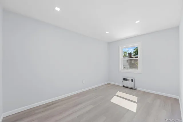 an empty room with a workbench