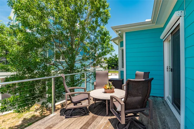 a view of a patio on the deck