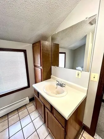 a bathroom with a sink a mirror and a toilet