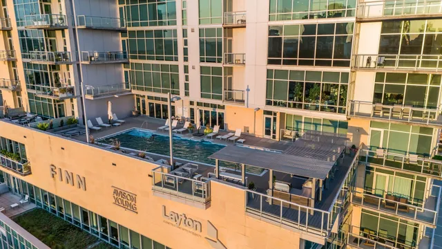 a view of a city with tall buildings