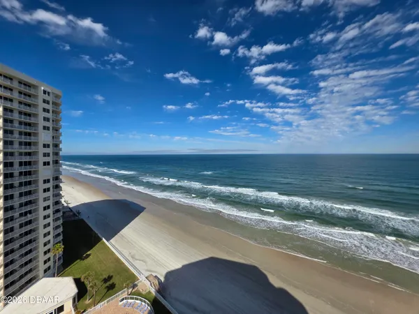 a view of an ocean & beach