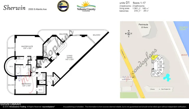 $2,900 | 2555 North Atlantic Avenue, Unit 1601, Daytona Beach, FL 32118