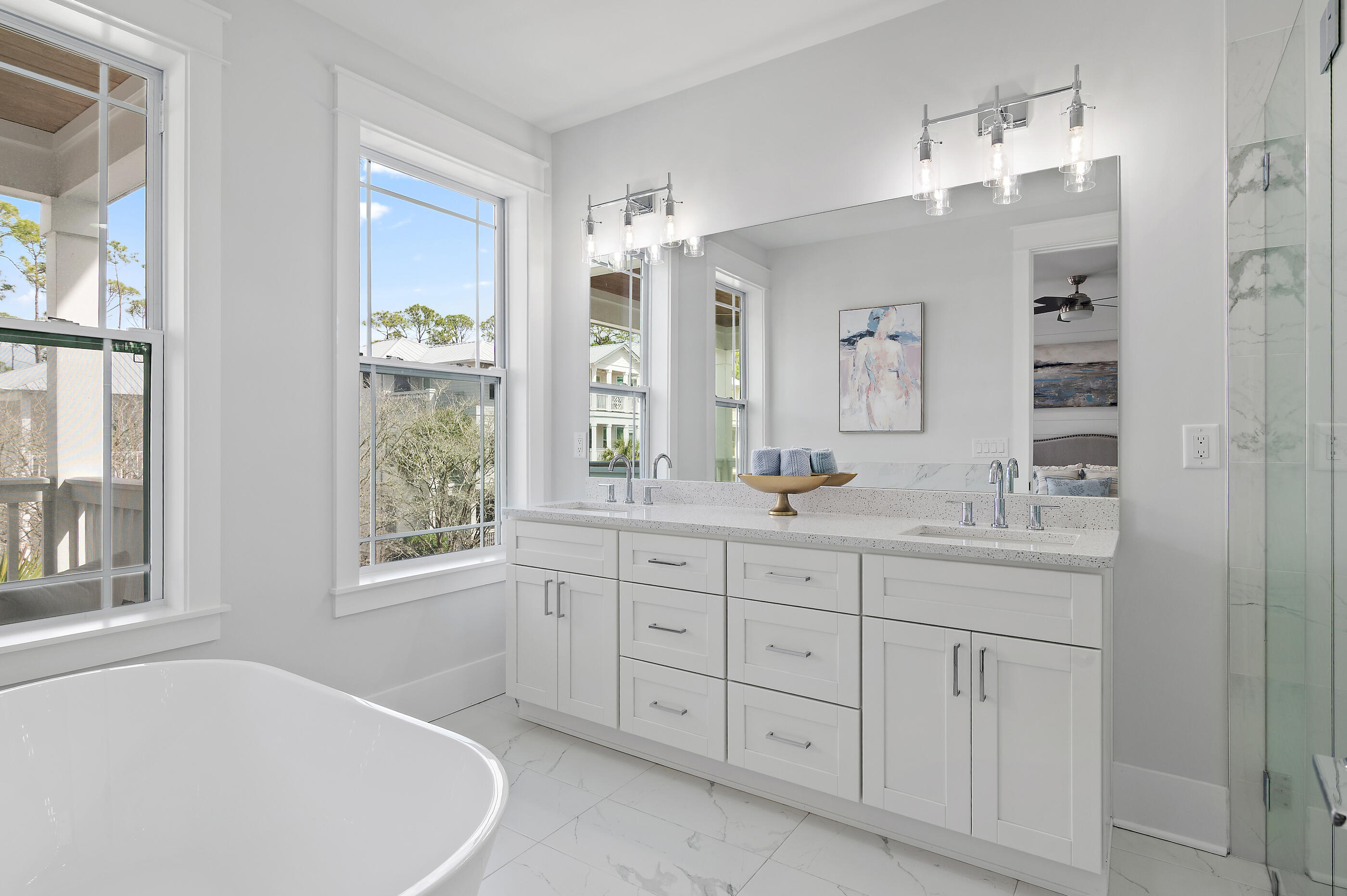 171 Redbud Ln Inlet Beach Inlet Beach, FL 32461 - Photo 22 of 37 a spacious bathroom with sinks mirror and a bathtub