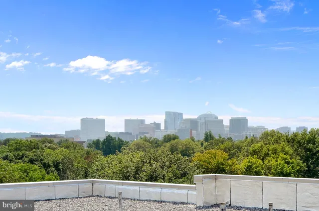 a view of a city with tall buildings in the background