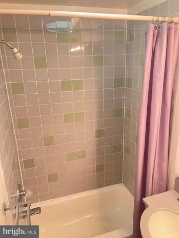 a bathroom with a bathtub and a toilet