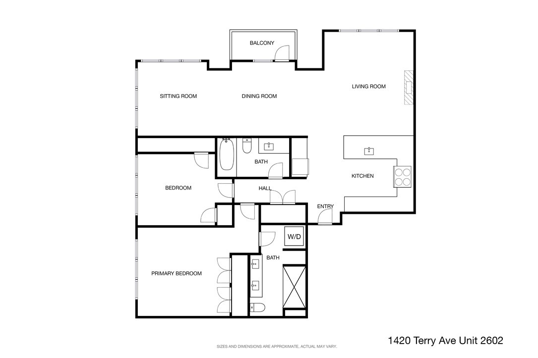 1420 Terry Avenue, Unit 2602 Seattle, WA 98101 - Photo 30 of 40 a picture of a floor plan