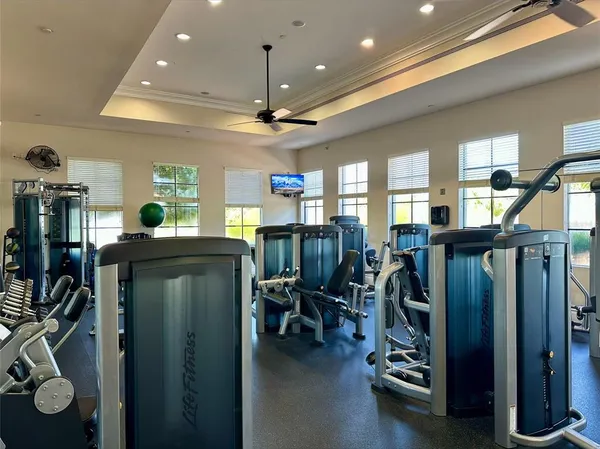 a view of a room with gym equipment