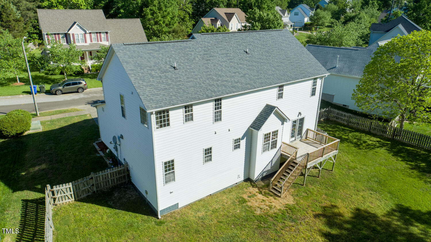 1909 Redding Lane Durham, NC 27712 - Photo 42 of 49 an aerial view of residential house with pool and yard